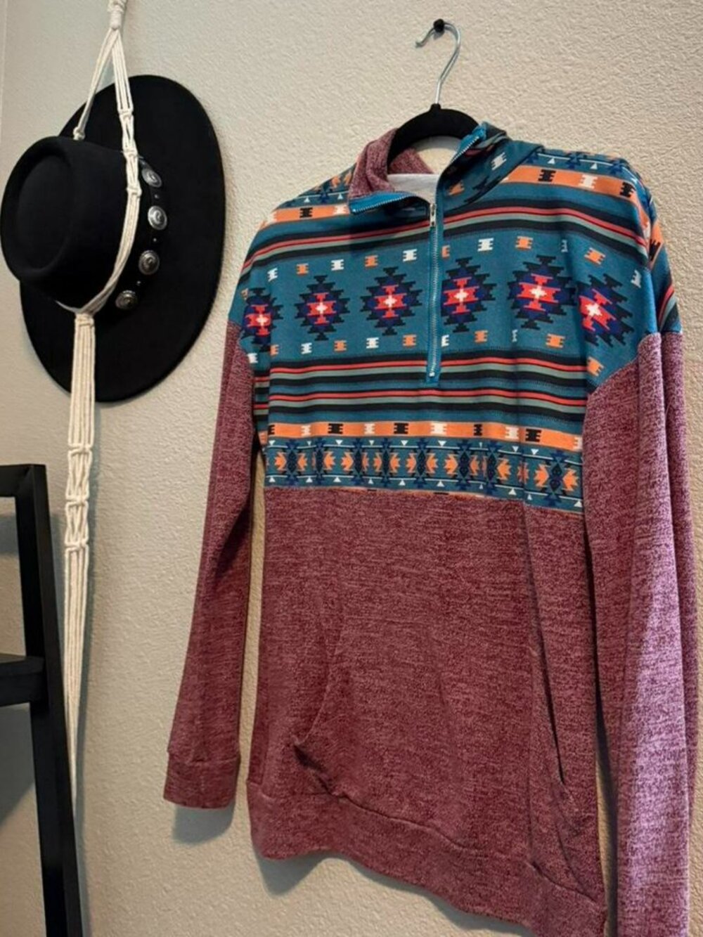 Aztec print 3/4 zip